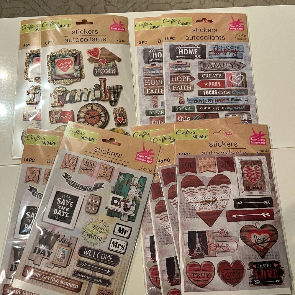 Stickers‎ -10 Packs Wedding Faith Love Pop Up Glitter (NEW)